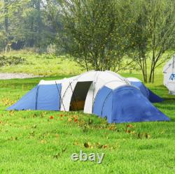 Outsunny Large Tunnel Tent with 3 Bedroom, Living Area and Porch, Blue