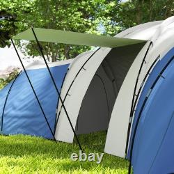 Outsunny Large Tunnel Tent with 3 Bedroom, Living Area and Porch, Blue