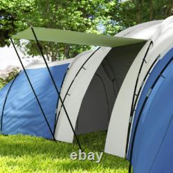 Outsunny Large Tunnel Tent with 3 Bedroom, Living Area and Porch, Blue