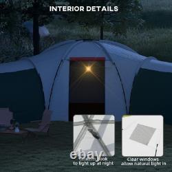 Outsunny Large Tunnel Tent with 3 Bedroom, Living Area and Porch, Green