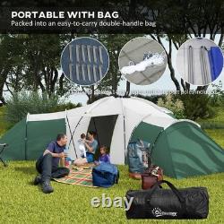 Outsunny Large Tunnel Tent with 3 Bedroom, Living Area and Porch, Green