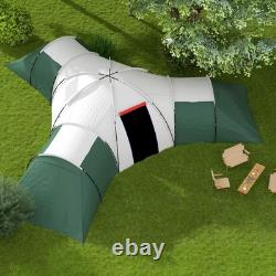 Outsunny Large Tunnel Tent with 3 Bedroom, Living Area and Porch, Green
