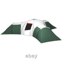 Outsunny Large Tunnel Tent with 3 Bedroom, Living Area and Porch, Green