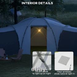 Outsunny Large Tunnel Tent with 3 Bedroom, Living Area and Porch, Grey