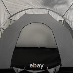 Outsunny Large Tunnel Tent with 3 Bedroom, Living Area and Porch, Grey