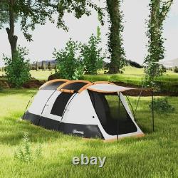 Outsunny Tunnel Tent with Bedroom, Living Room and Porch for 3-4 Man, Orange