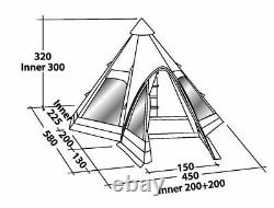 Outwell Indian Lake Large Polycotton Teepee Tent With Bedroom Inner