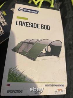 Outwell lakeside 600 large 6 person family tent with carpet, used just once