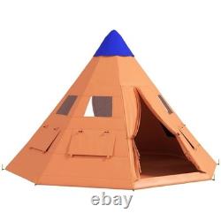 Pinggo 6 Man Tipi Tent Large Ventilation 8 Windows Camping Family Festival