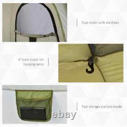 Pop Up Camping Tent 4-Person Dome Shelter Weather-Resistant with 3-Windows Green