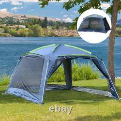 Pop Up Camping Tent Sun Shelter Weather-Resistant with 2-Zip Up Doors Dark Dlue
