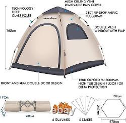 Pop-Up Tent, 3 Man Instant Camping Tent, Hexagonal Large Dome Tent