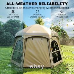 Pop Up Tent 3000mm Waterproof Instant Camping Tent 3-4 Person with 2 Doors, Khaki