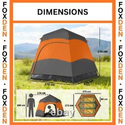 Pop Up Tent 6 Person Camping Dome Rainfly Instant Setup Waterproof Orange