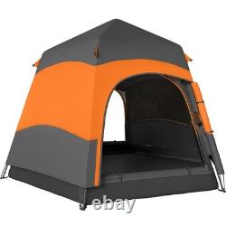 Pop Up Tent 6 Person Camping Dome Rainfly Instant Setup Waterproof Orange