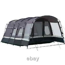 Pop-up Camping Tent 8 Person Large Tunnel Roof Hiking Shelter with Carry Case Grey