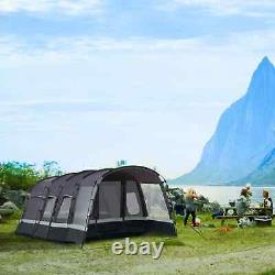 Pop-up Camping Tent 8 Person Large Tunnel Roof Hiking Shelter with Carry Case Grey