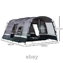 Pop-up Camping Tent 8 Person Large Tunnel Roof Hiking Shelter with Carry Case Grey