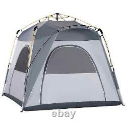 Pop-up Camping Tent Shelter 4 Person Room Hiking Gear Equipment Travel Bag Grey