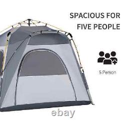 Pop-up Camping Tent Shelter 4 Person Room Hiking Gear Equipment Travel Bag Grey