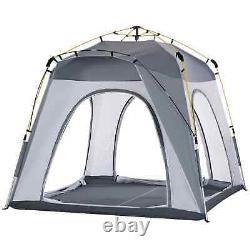 Pop-up Camping Tent Shelter 4 Person Room Hiking Gear Equipment Travel Bag Grey