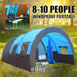 Portable 8-10 Man Outdoor Camping Tent Family Group Hiking Travel Room Large