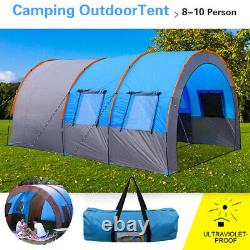 Portable 8-10 Man Outdoor Camping Tunnel Family Tent Hiking Travel Room Large UK