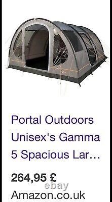 Portal Outdoors Gamma 5 Large Tunnel Tent with Roll-up Blinds, Fibreglass Poles