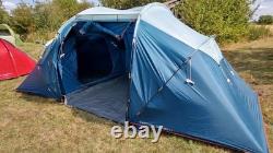 QUECHUA 4-Man Camping Tent Arpenaz 4.2 family tent two bedrooms blue used QUECHUA 4-Man Camping Tent Arpenaz 4.2 family tent two bedrooms blue used