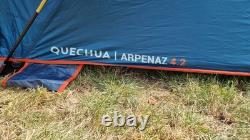 QUECHUA 4-Man Camping Tent Arpenaz 4.2 family tent two bedrooms blue used QUECHUA 4-Man Camping Tent Arpenaz 4.2 family tent two bedrooms blue used