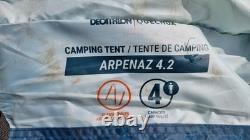 QUECHUA 4-Man Camping Tent Arpenaz 4.2 family tent two bedrooms blue used QUECHUA 4-Man Camping Tent Arpenaz 4.2 family tent two bedrooms blue used