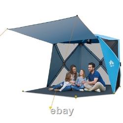Quick Pop Up Beach Canopy with Mesh Windows, 4 Person Sun Shelter Tent, Portable