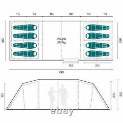 Royal Buckland 8 Large Berth Person Man Family Poled Tent with 4 Sleeping Areas