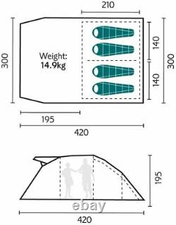 Royal Portland Air 4 Person Birth Tent Camping Family Valdes Easy Up