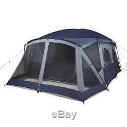 Screen Porch 12-Person Cabin Tent With 2 Entrances Outdoor Family Camping Shelter