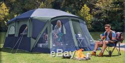 Screen Porch 12-Person Cabin Tent With 2 Entrances Outdoor Family Camping Shelter