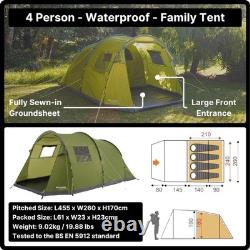 Sendero 4 Waterproof Tunnel Tent Spacious Porch for Family Camping
