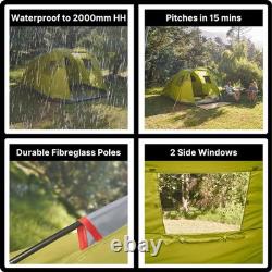 Sendero 4 Waterproof Tunnel Tent Spacious Porch for Family Camping