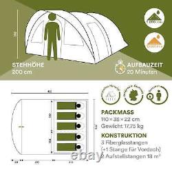 Skandika Egersund 5 Person Tunnel Family Large Tent Camping Sun Canopy New