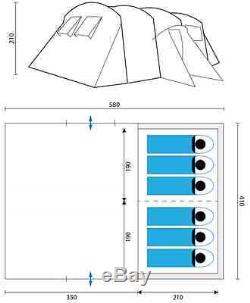 Skandika Milano 6 Person/Man Large Family Tunnel Tent Sewn-in Groundsheet New