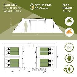Skandika Montana 8 Person Man Family Group Tunnel Tent 5000mm Column Netting New