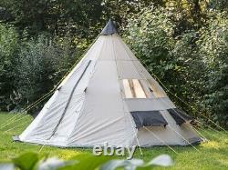 Skandika Tipii 10 Protect Tent Wigwam 10-person Beige with Grey Trim (SKA0042)