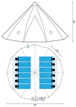 Skandika Tipii 300 Tent 12-Person Beige & Red Tent (SKA0041)