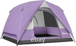 Spacious 3-4 Person Waterproof Dome Camping Tent with Mesh Windows, Olive Green