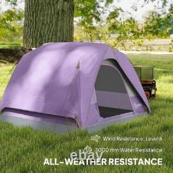 Spacious 3-4 Person Waterproof Dome Camping Tent with Mesh Windows, Olive Green