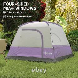 Spacious 3-4 Person Waterproof Dome Camping Tent with Mesh Windows, Olive Green