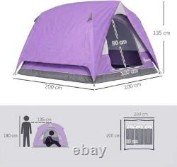 Spacious 3-4 Person Waterproof Dome Camping Tent with Mesh Windows, Olive Green