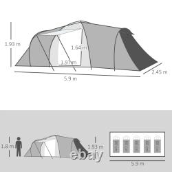 Spacious 4-6 Person Waterproof Camping Tent with 2 Bedrooms & Living Area