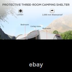 Spacious 4-6 Person Waterproof Camping Tent with 2 Bedrooms & Living Area