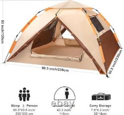 Spacious Family Dome Tent for 3 Easy Pop-Up Setup with Mesh Ventilation